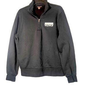 Michael Kors size L 1/2 zip sweatshirt black silver accent